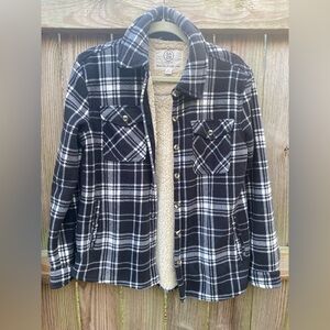 Black and White Plaid Flannel Jacket